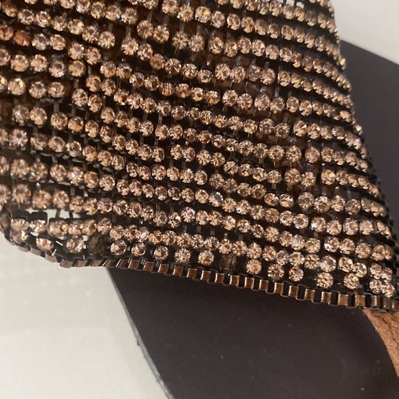 ❌SOLD❌Lola Cruz Brown Suede Rhinestone Studded Sandal💛🖤💛 - Picture 11 of 12